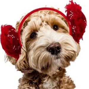 New Outward Hound Dog Holiday Ear Muffs Red Christmas Size Medium/Large NWT